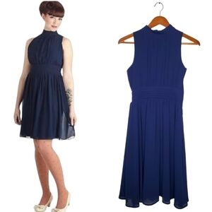 Azalea By Modcoth Windy City Navy Chiffon Sleeveless Dress Size XS